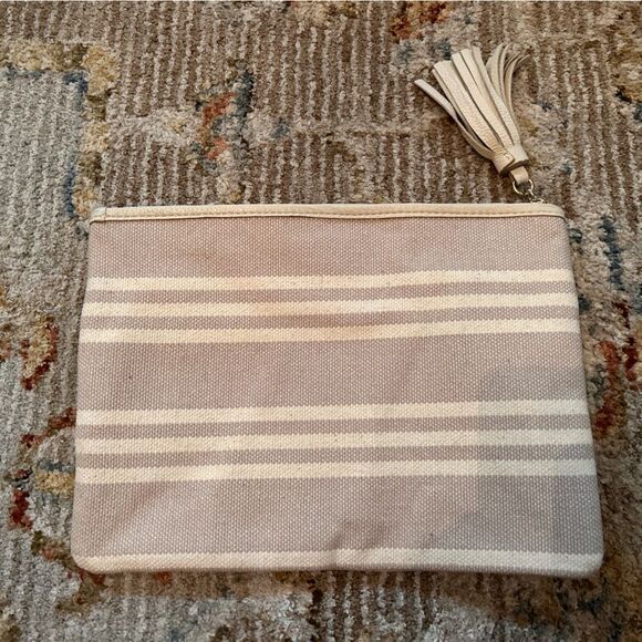 Kate Spade Taupe and Cream Striped Clutch - Picture 4 of 6
